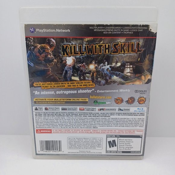 BULLETSTORM (Sony PlayStation 3, 2011) PS3 No Manual Artwork Damaged Tested - Picture 2 of 8